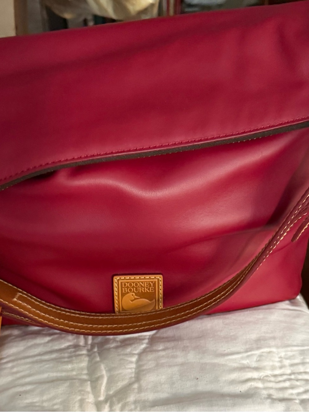Dooney & Bourke Wine McKenzie Hobo Bag with Brown Trim